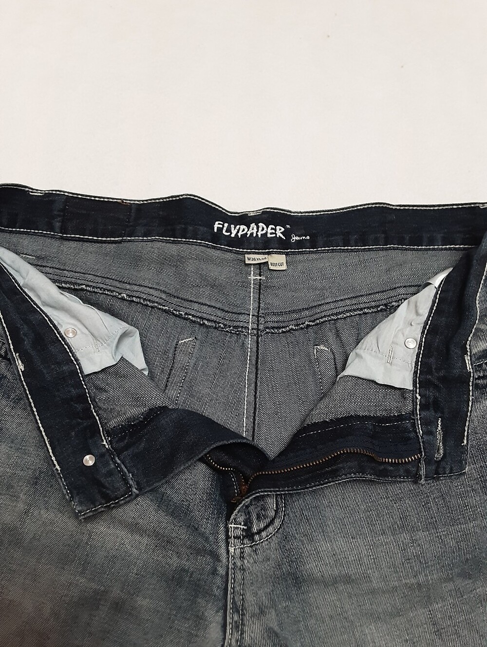 Flypaper Bootcut Distressed Jeans Mens 36W - Picture 9 of 13